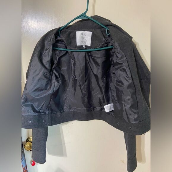 See Thru Soul Gray Peacoat Cropped Medium - Picture 4 of 7